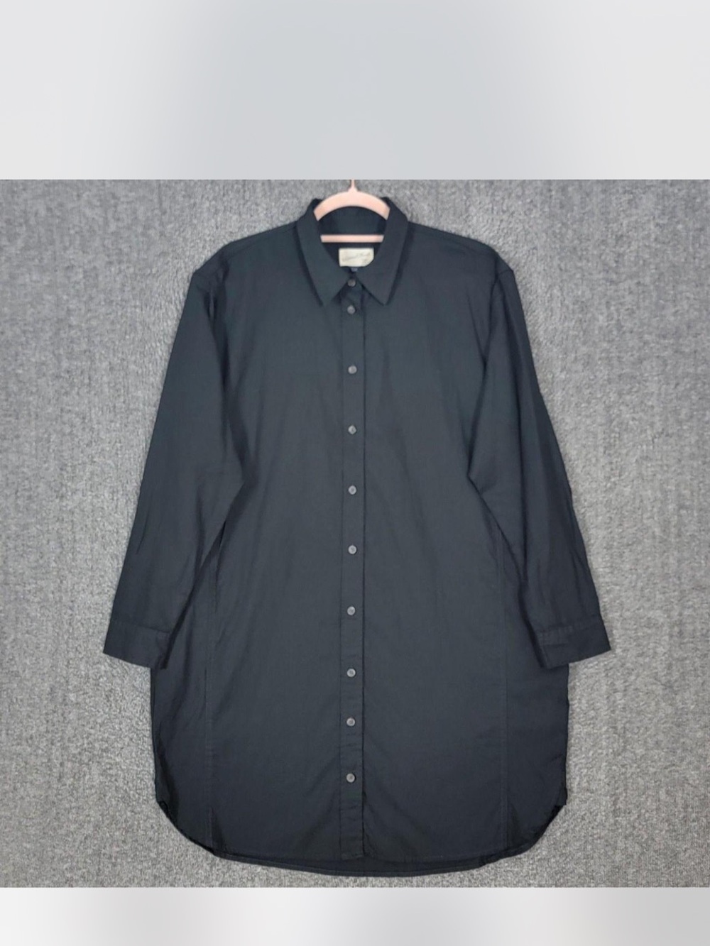Women’s Black Longline Button-Up Shirt